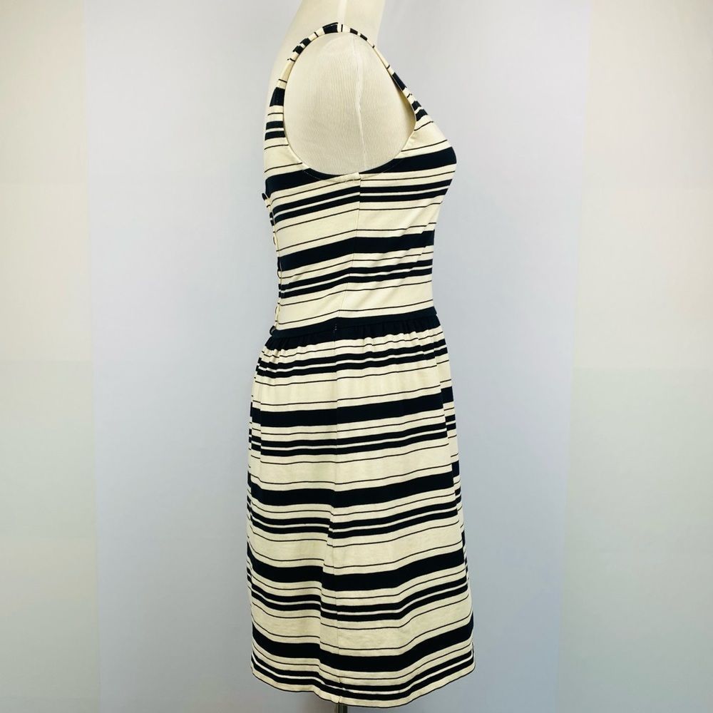 J.CREW Villa Cream & Black Striped “A” Line Skater Sleeveless Dress - Picture 4 of 12